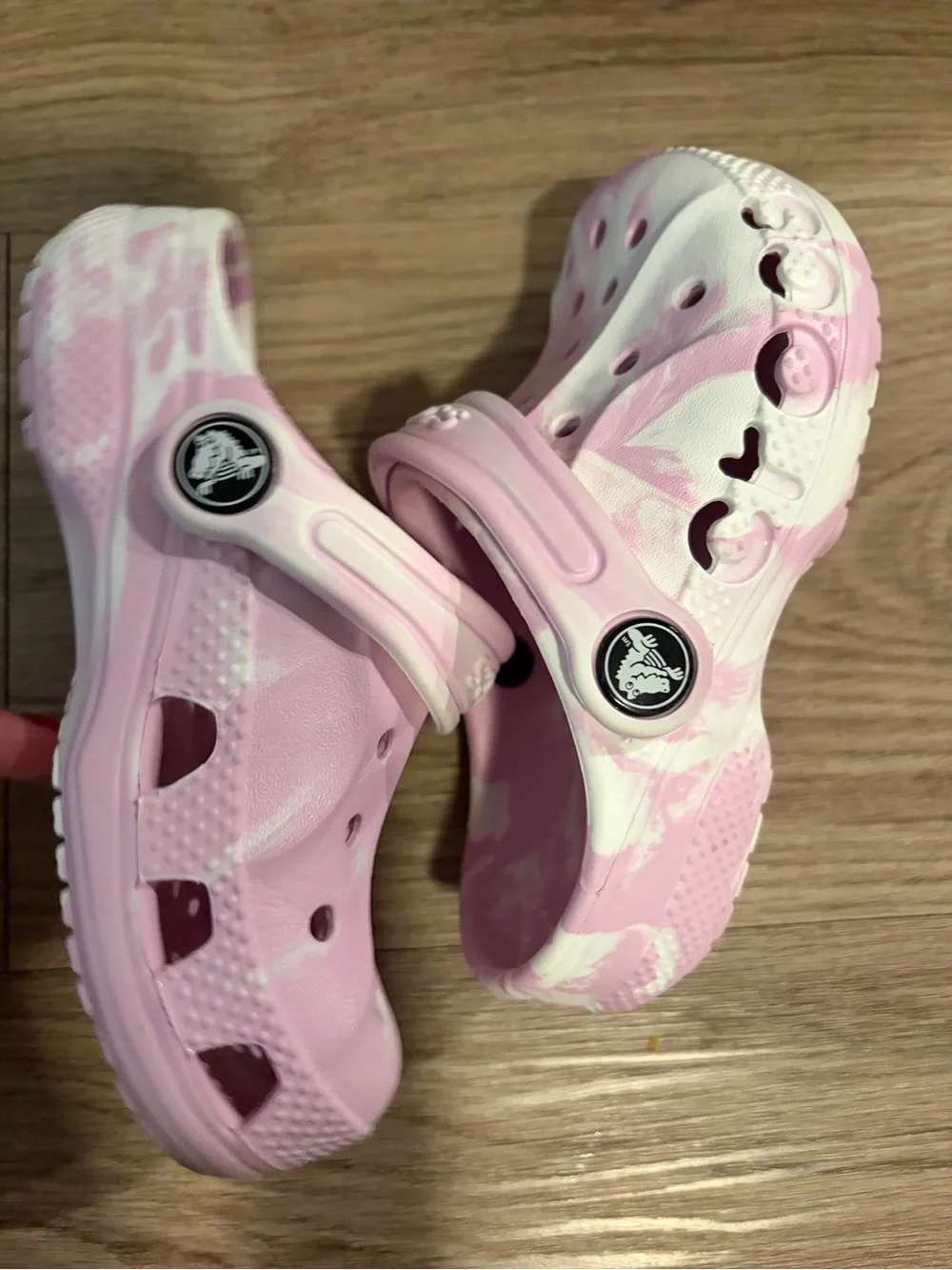 CROCS Kids Tie-Dye Pink and White Classic Clog